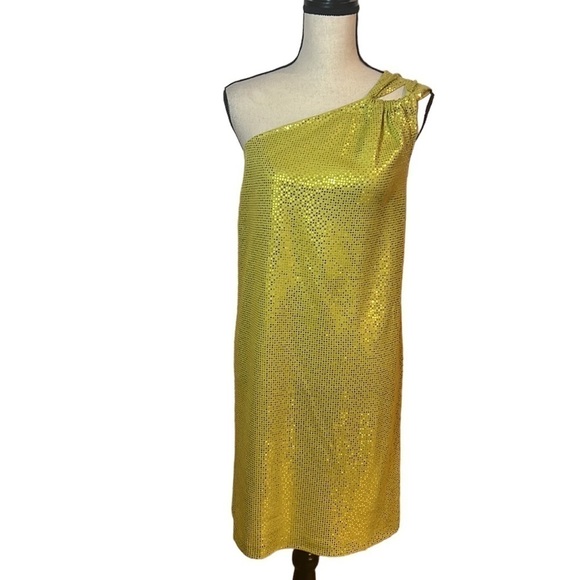 St. John Evening One Shoulder Sequin Midi Dress Sz-4 - Picture 1 of 6